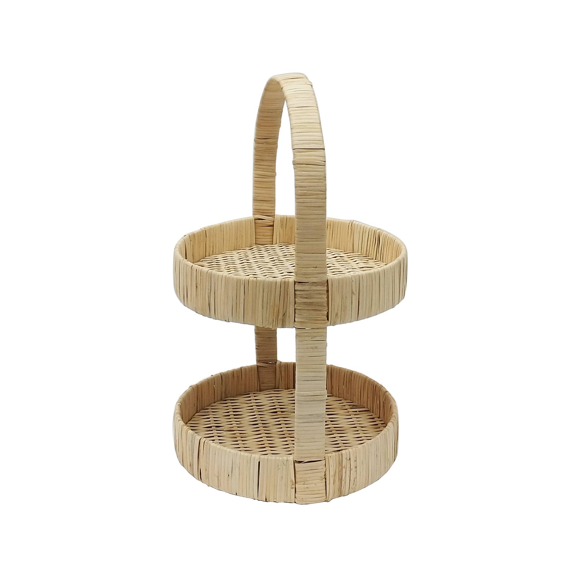 16.75" 2-Tier Rattan & Bamboo Tray by Ashland®